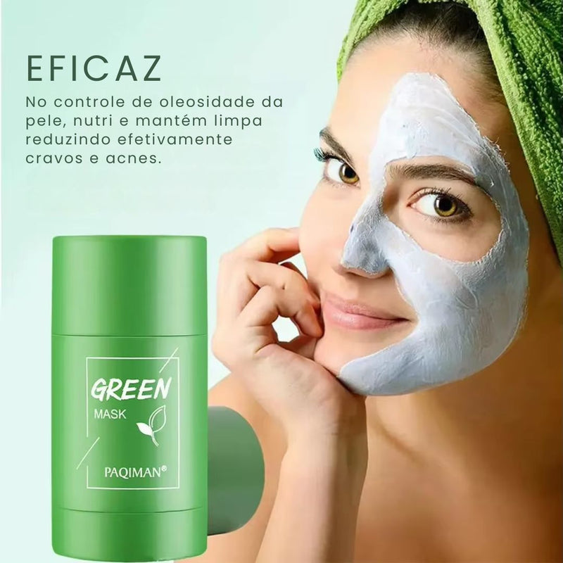 Máscara Chá Verde Anti-Acne e Removedor De Cravos - Limpeza Profunda e Reduz Oleosidade Facial Green Mask