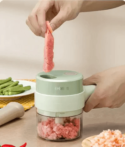 Triturador e Cortador de Legumes 4 em 1 Multifuncional Recarregável sem Fio