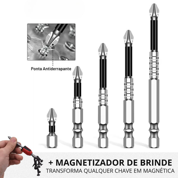 Kit Ponteira Magnética Philips Em Aço Tungstênio Antiderrapante StrongMax