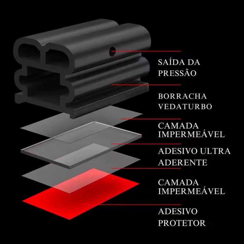Borracha VedaTurbo Vedação Total Automotiva Anti-Poeiras e Anti-Ruídos 15 Metros
