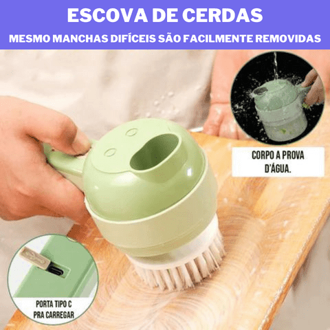 Triturador e Cortador de Legumes 4 em 1 Multifuncional Recarregável sem Fio