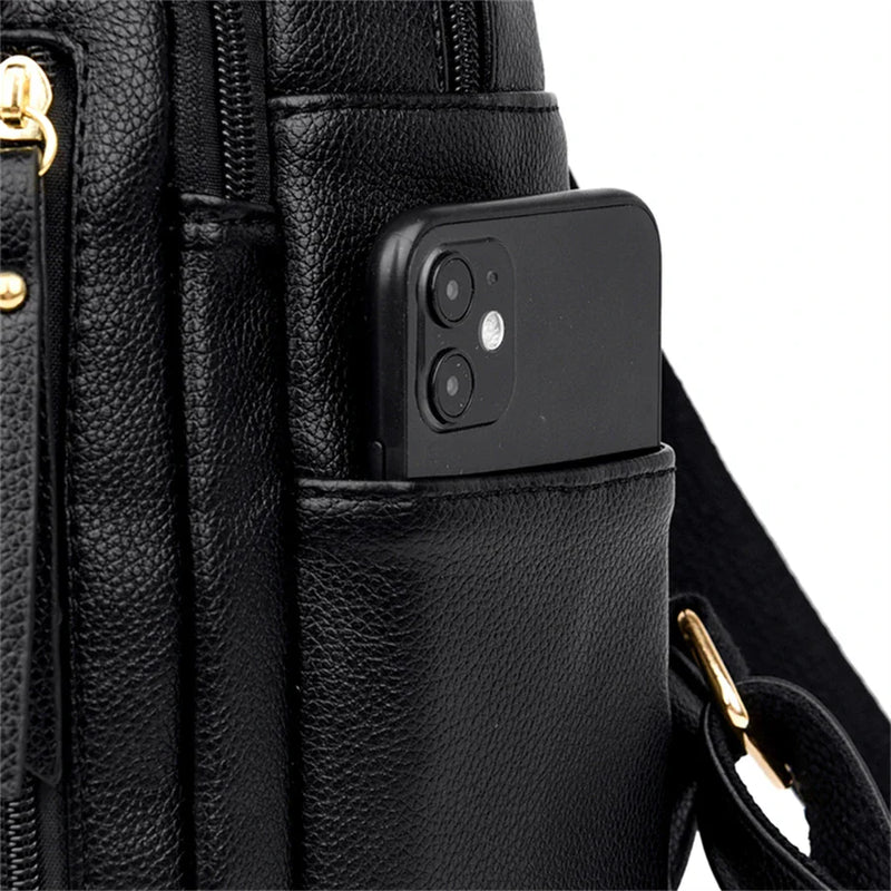 Mochila de Couro Casual Vintage